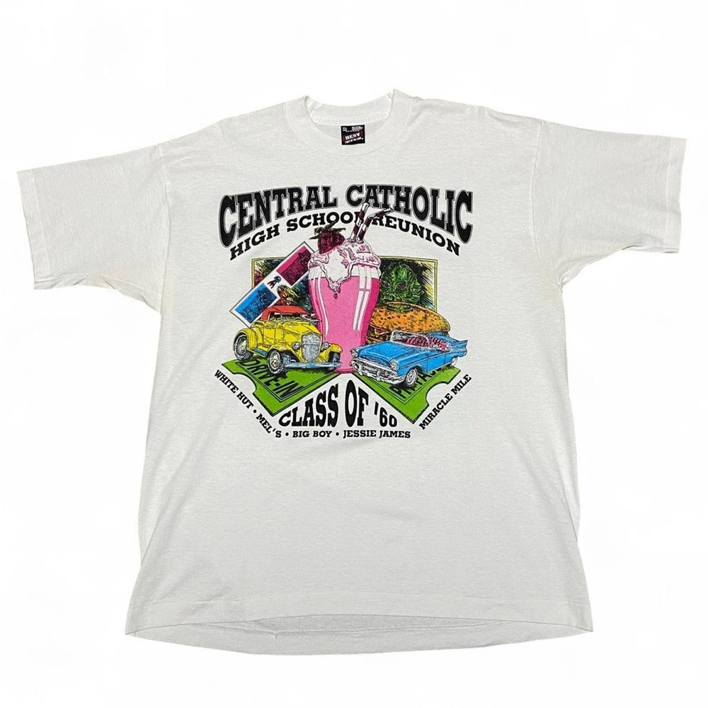 Vintage central Catholic high school reunion class of 1960 white tee
